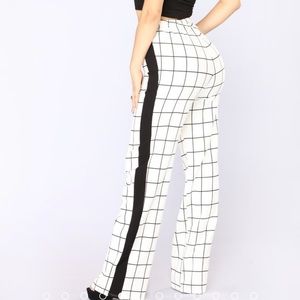 White & black square pants